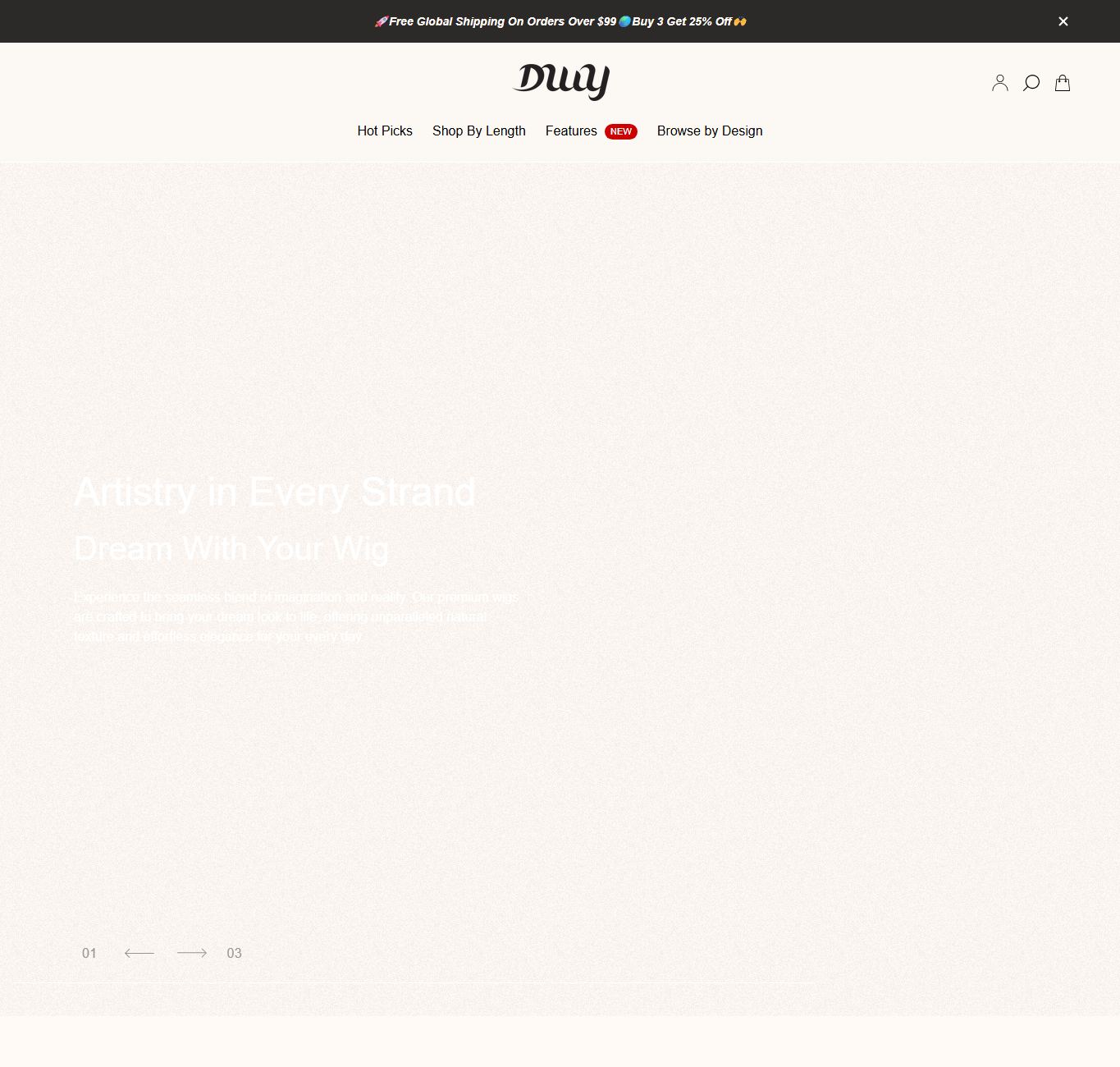 DWY homepage screenshot for research comparison